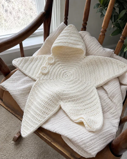 ✨Baby Starfish Knitted Romper - Adorable Hooded Photo Outfit