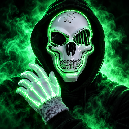 Green illuminated costume look