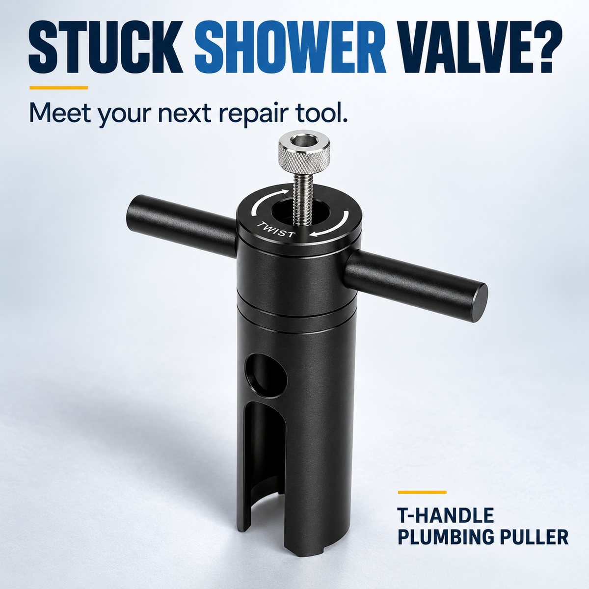 Black T-handle cartridge puller for compatible shower valves