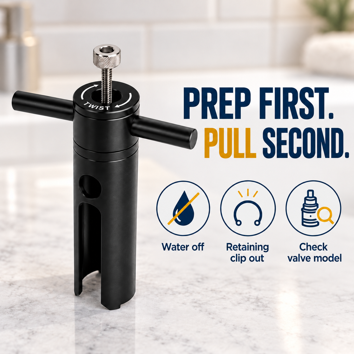 Preparation steps for shower cartridge extraction