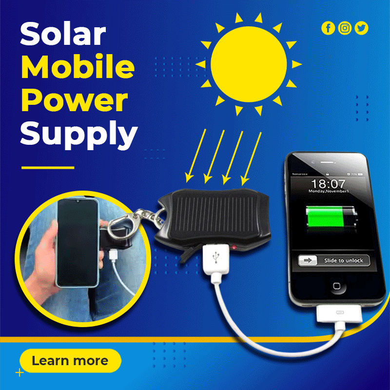 ☀️50% OFF NOW! 1200mAh Solar Power Bank Keychain, Portable Mini Solar Charger Key Ring Emergency Power Supply for Outdoor Camping Hiking