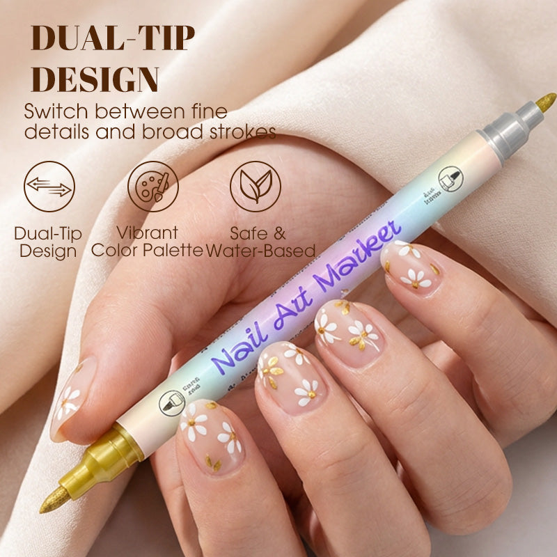 Professional Nail Art Marker Pen Set | 12/24 Pcs Premium Nail Design Painting Pens