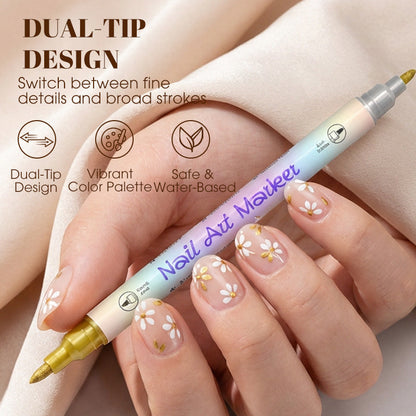 Professional Nail Art Marker Pen Set | 12/24 Pcs Premium Nail Design Painting Pens