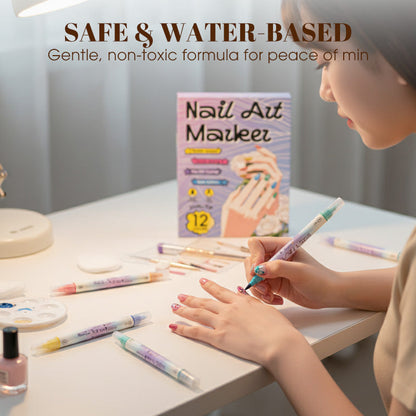 Professional Nail Art Marker Pen Set | 12/24 Pcs Premium Nail Design Painting Pens