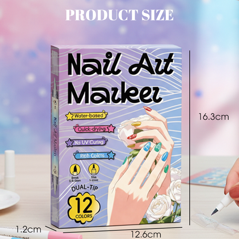 Professional Nail Art Marker Pen Set | 12/24 Pcs Premium Nail Design Painting Pens