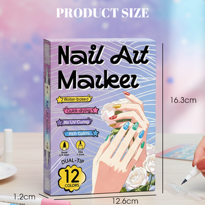 Professional Nail Art Marker Pen Set | 12/24 Pcs Premium Nail Design Painting Pens