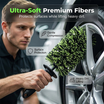 🔥❗️Buy 2  Get 1 Free 🧼Wheel Barrel Cleaning Brush – Deep Reach Microfiber for Rims, Calipers & Engine Bay – Scratch-Free Soft Bristles, Ergonomic Grip + Knuckle Guard – Includes Storage Box