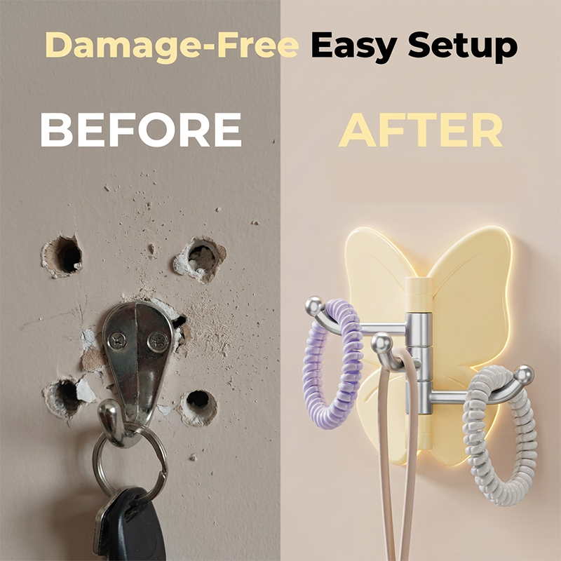 🦋Rotatable Butterfly Hook – Cute Drill-Free Storage For Small Spaces