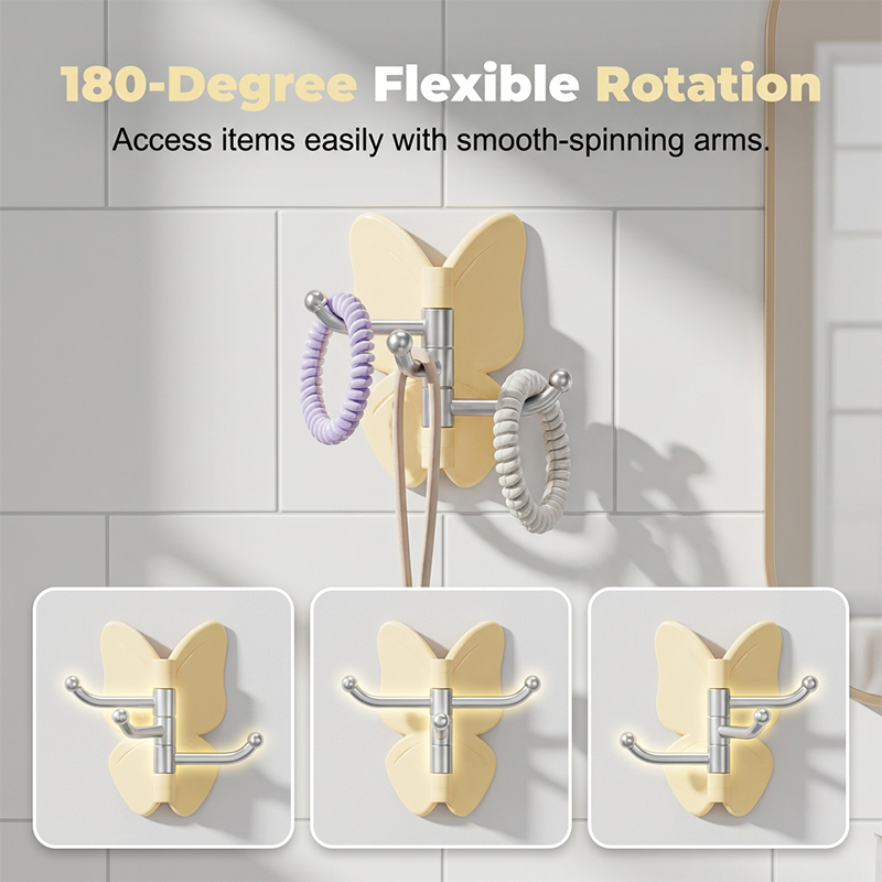 🦋Rotatable Butterfly Hook – Cute Drill-Free Storage For Small Spaces