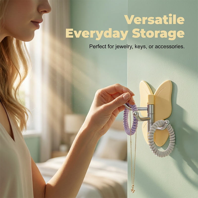 🦋Rotatable Butterfly Hook – Cute Drill-Free Storage For Small Spaces