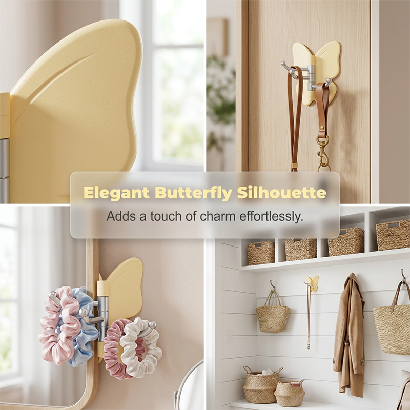 🦋Rotatable Butterfly Hook – Cute Drill-Free Storage For Small Spaces