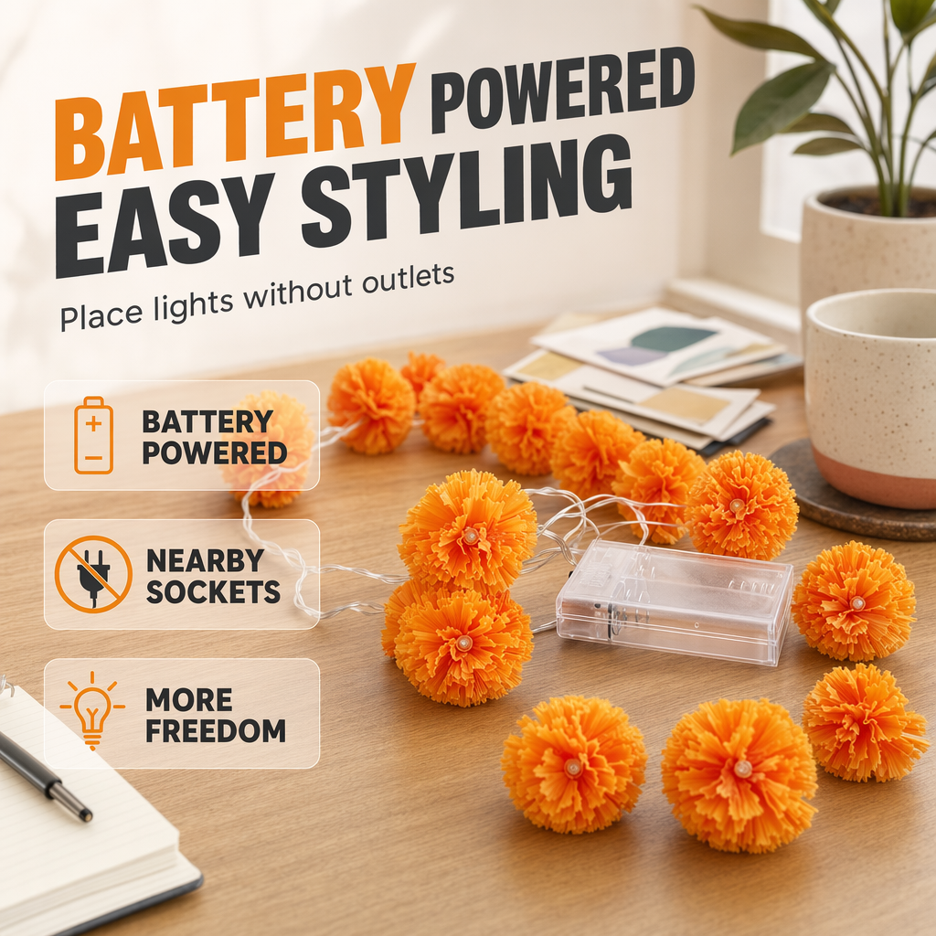 🏵️Marigold String Lights – Warm Orange LED Garland for Halloween & Fall Decor