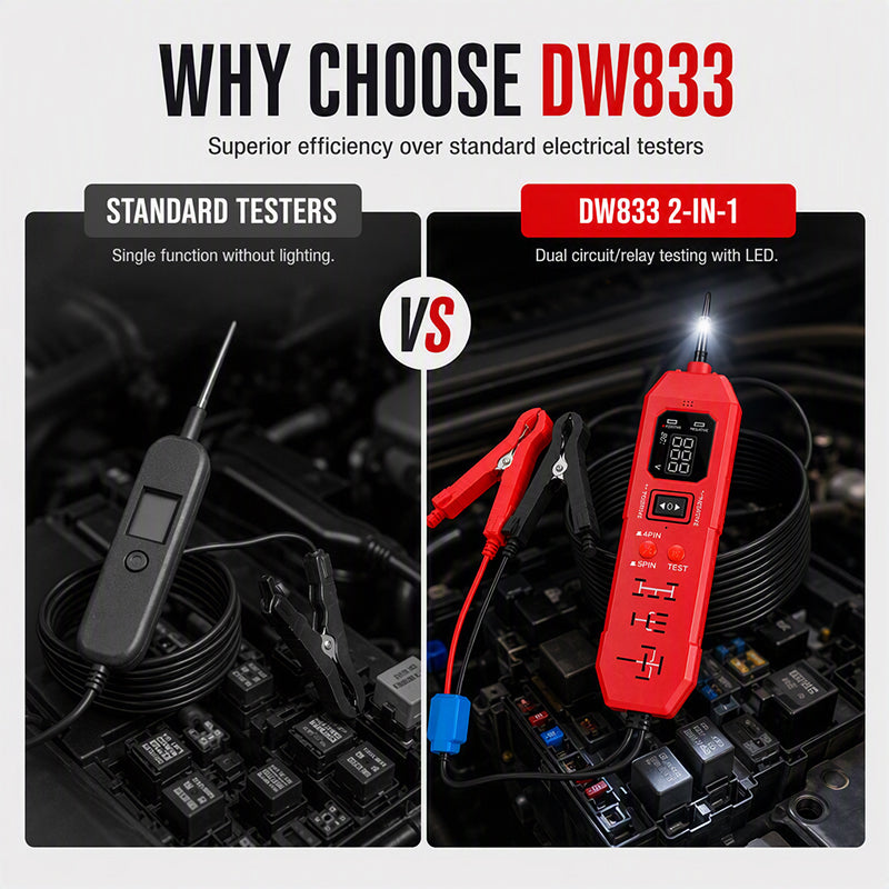 Comparison of standard tester and 2 in 1 automotive tester