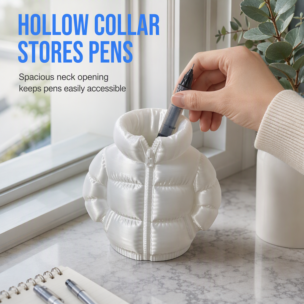 🧥 Puffer Coat Pen Holder ✏️ Cute 3D Printed Desk Organizer
