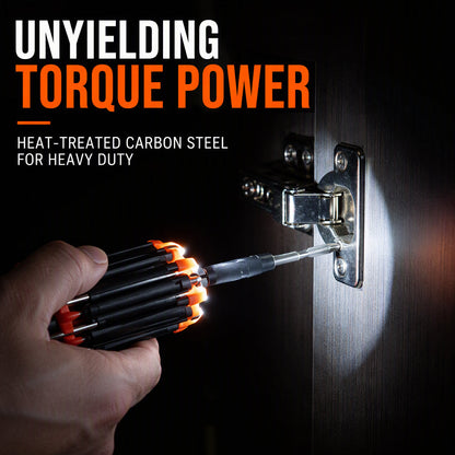 🔧 8-in-1 Folding Screwdriver with Built-In LED Work Light & Flashlight ⚡ – Compact Multi-Bit Repair Tool for Home, Car & DIY Projects 🛠️