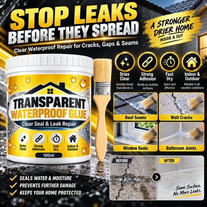 💧🛠️ Clear Waterproof Repair Sealant with Brush ✨ DIY Leak & Crack Touch-Ups