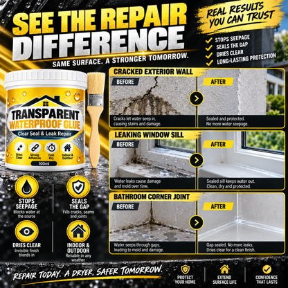 💧🛠️ Clear Waterproof Repair Sealant with Brush ✨ DIY Leak & Crack Touch-Ups
