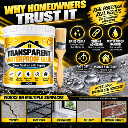 💧🛠️ Clear Waterproof Repair Sealant with Brush ✨ DIY Leak & Crack Touch-Ups