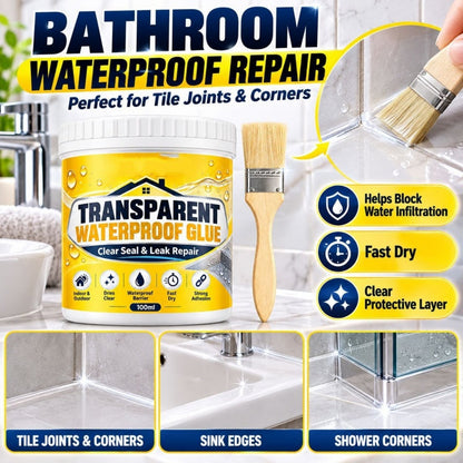 💧🛠️ Clear Waterproof Repair Sealant with Brush ✨ DIY Leak & Crack Touch-Ups