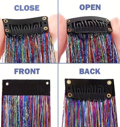 ✨Clip-In Hair Tinsel Extensions – Sparkling Fairy Hair Clips