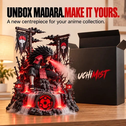 Fantasy warrior mist display shown beside a presentation-style gift box