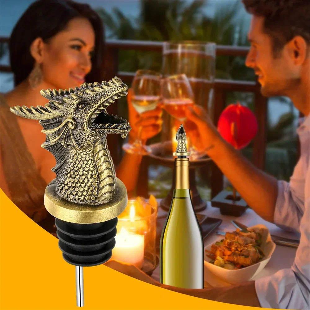 Wine Pourer and Stopper Dragon Decoration Champagne Vacuum Seal