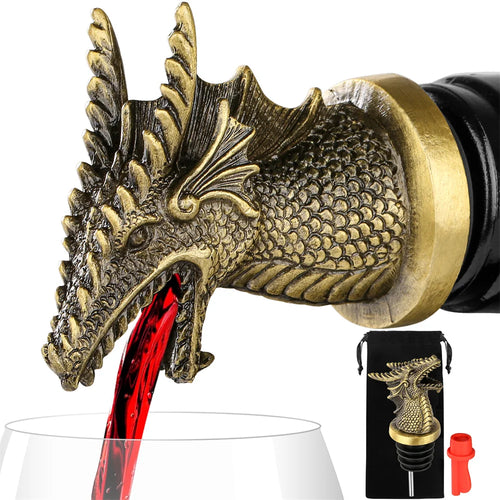 Wine Pourer and Stopper Dragon Decoration Champagne Vacuum Seal